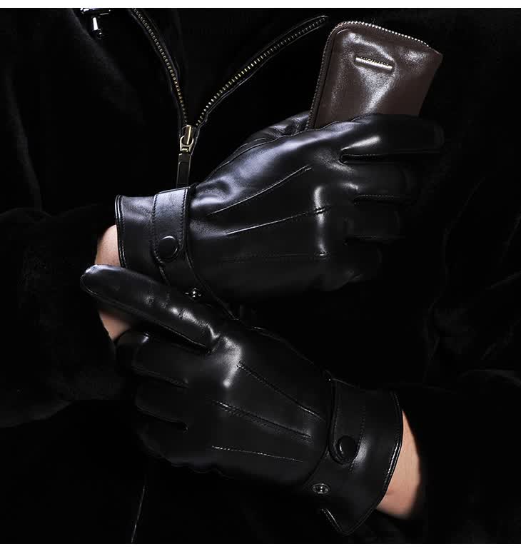 皮手套 男 羊皮 加厚 真皮手套 冬 男士 保暖手套m-01新 黑色 m码