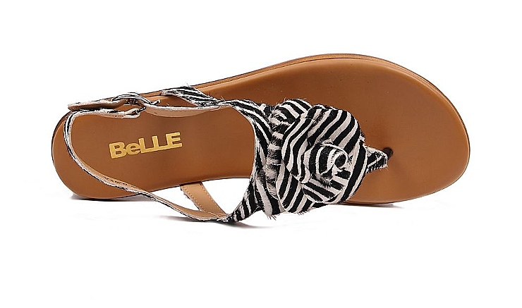 belle/百丽2013年夏季黑白马毛女皮凉鞋3m432d 白色 38