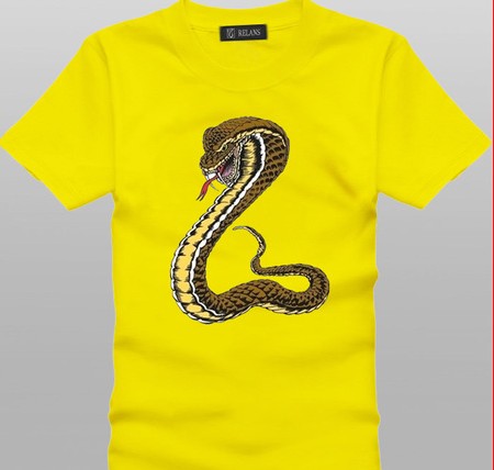 蓝匙(lanshi)超级经典的蛇形印花时尚个性纯棉短袖t恤j691 红色 s