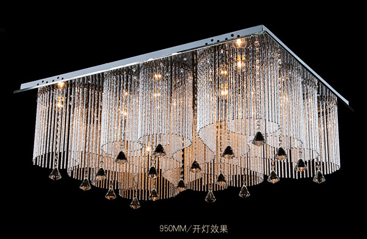 星光耀程现代简约led水晶灯吸顶灯客厅灯餐厅灯卧室灯方形圆形彩色灯饰灯具 950mm*750mm带led
