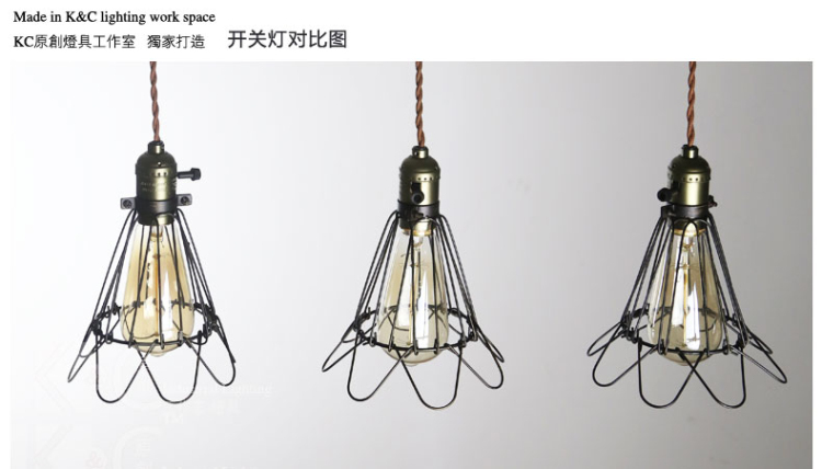 KC灯具 loft工业复古小铁架 吊灯三头灯罩美式酒吧 吧台咖啡厅 装饰灯 含烟火灯泡