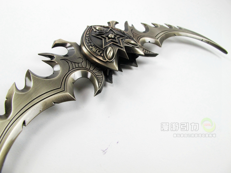 魔兽世界wow周边伊利丹怒风武器埃辛诺斯战刃双蛋刀玩具模型136银色