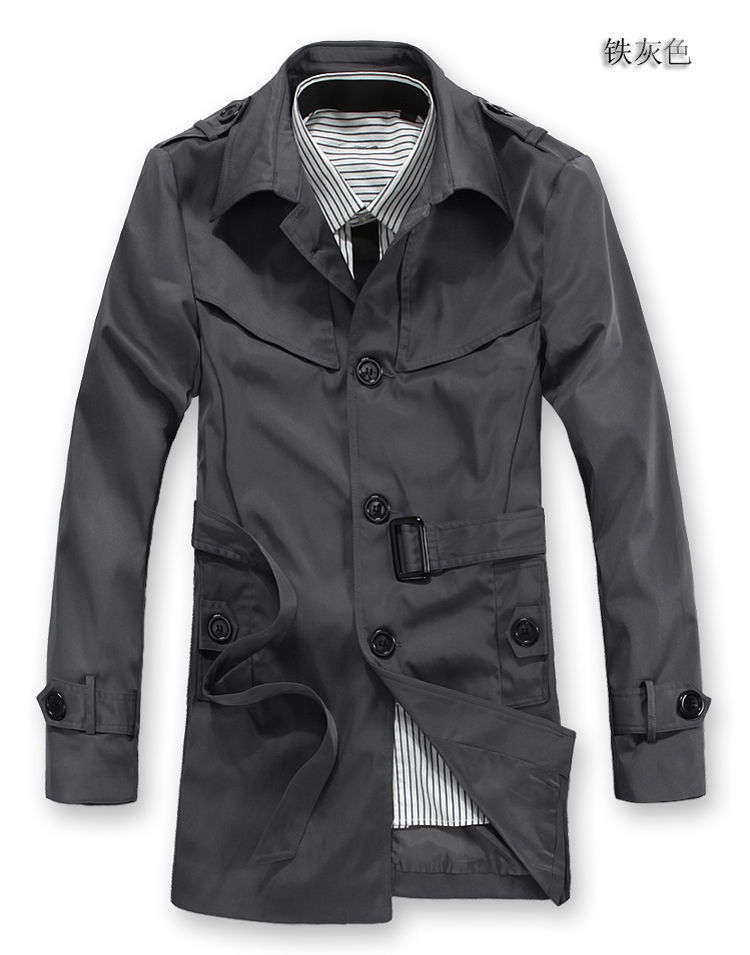 柒朗2014春季新款 男士薄款风衣 休闲外套 717 f02 银灰色 xxl