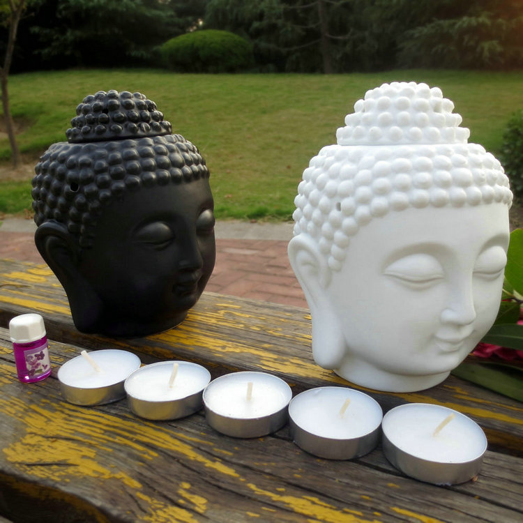 
                                        芳夕 佛头香薰炉 陶瓷香薰灯 蜡烛香熏炉精油灯  佛头炉白色(磨砂面)透光                