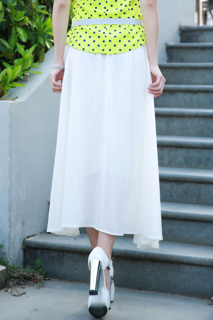 漫丽依 2013新款韩版夏季半身长裙 夏 雪纺半身大摆裙伞裙 雪纺飘逸