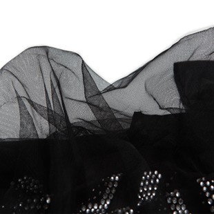 朗姿lancy官方直销 高端成熟女装 合体 亮钻 薄纱针织t恤 黑色 xl