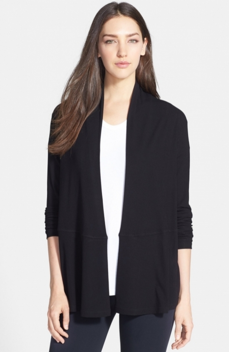 color : black  a finely knit open-front cardigan is soft and