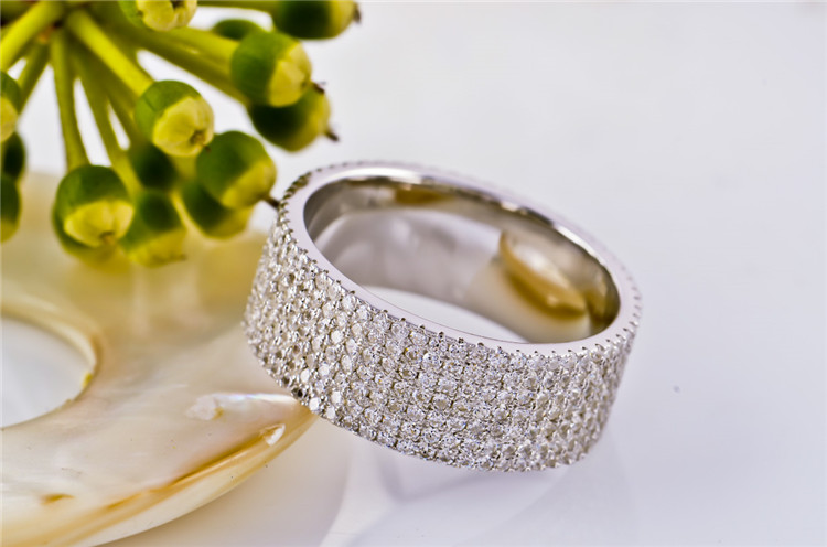 和谐球 s925纯银镶嵌锆石七圈内光面戒指 18号戒指