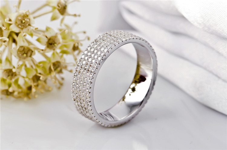 和谐球 s925纯银镶嵌锆石五圈内光面戒指 五圈16号戒指