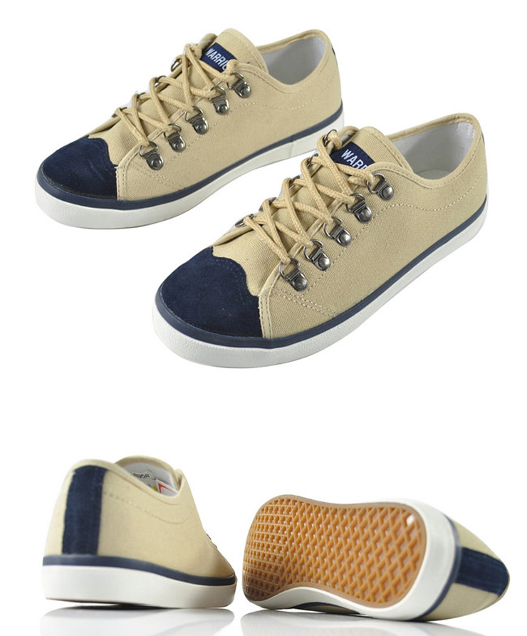 回力 低帮帆布男鞋复古潮流金属扣休闲板鞋拼色时尚帆布鞋wxy-260t 米