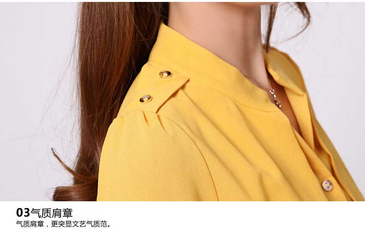 天籁之城2016春装新款衬衫女装韩版修身雪纺打底长袖衬衫女1291 橘红色 XL