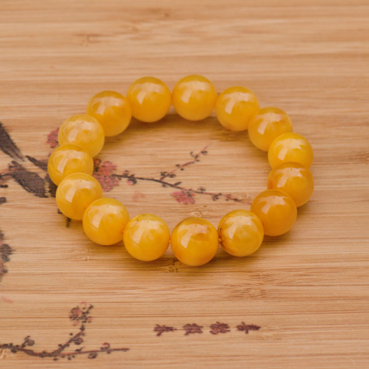 熙懿珠宝 天然琥珀蜜蜡天然极品橙色老蜜蜡手链 14mm(附权威国检证书)
