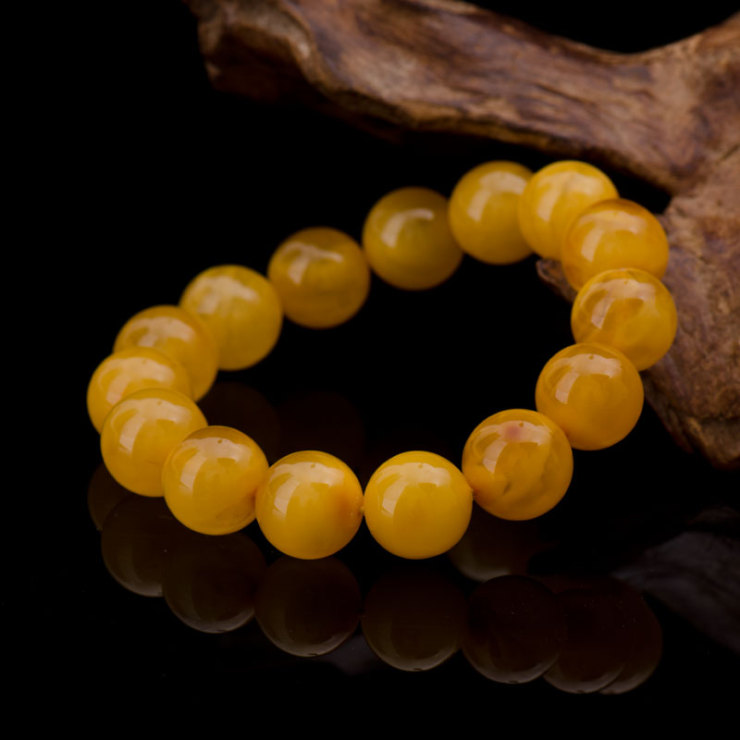 熙懿珠宝 天然琥珀蜜蜡天然极品橙色老蜜蜡手链 14mm(附权威国检证书)