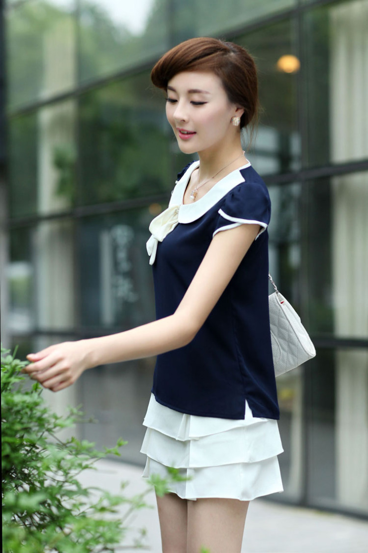 青杉女装 2013夏装 韩版短裙上衣 夏季修身细麻雪纺衫打底衫女装 藕粉