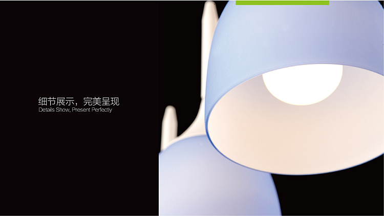 
                                        SHOPP 简约创意餐厅吊灯三头饭厅灯1786-3蓝色                