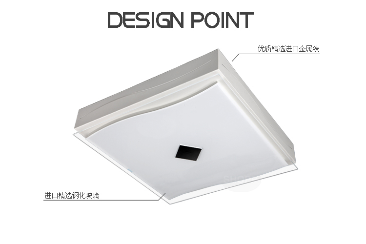 
                                        SHOPP 现代简约吸顶灯方形灯具客厅卧室书房灯玻璃灯罩XD1005 41*41cm 87W                