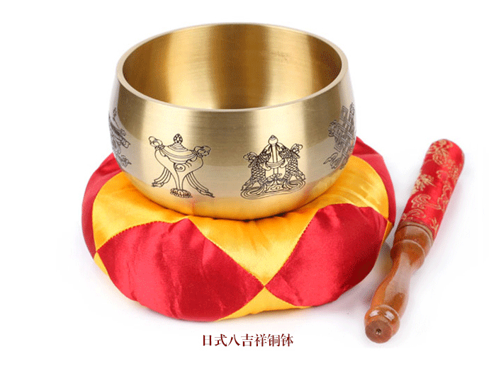 
                                        吉善缘 【清仓】日式八吉祥铜罄佛音碗佛教工艺品宗教佛具用品摆件1483 中号光身铜钵                
