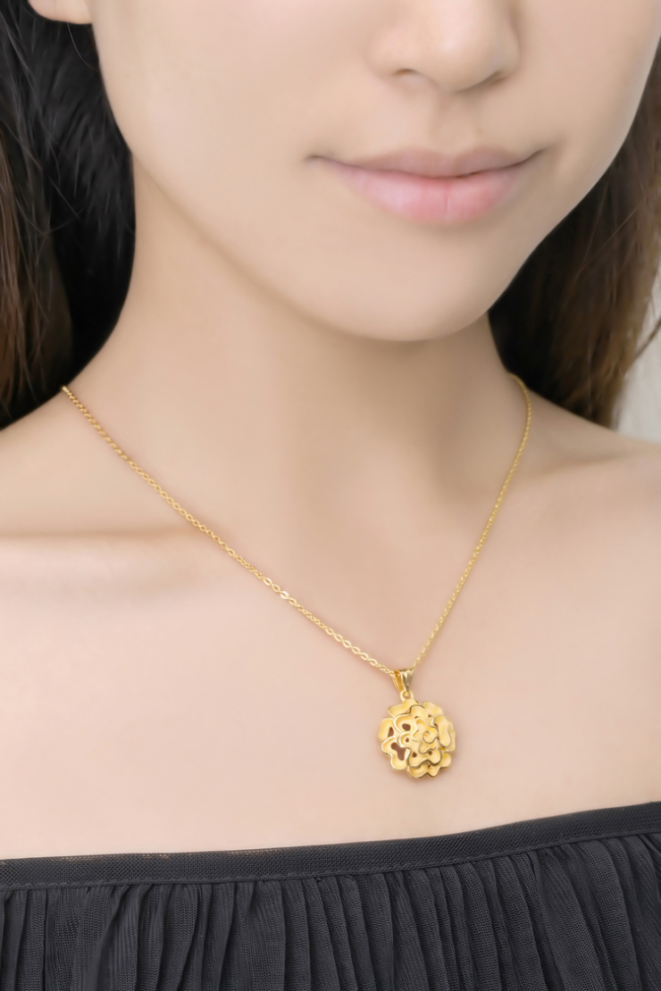 新品 东祥足金吊坠 婚嫁系列款黄金吊坠 花朵系列 贵