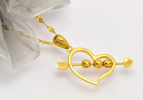 金悦美 18k金吊坠 18k黄金吊坠18k彩金项链玫瑰金吊坠 丘比特金箭 2克