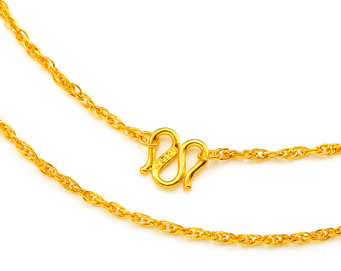 金鑫珠宝 套环链 足金项链 黄金项饰 时尚女款黄金首饰 约5.1克