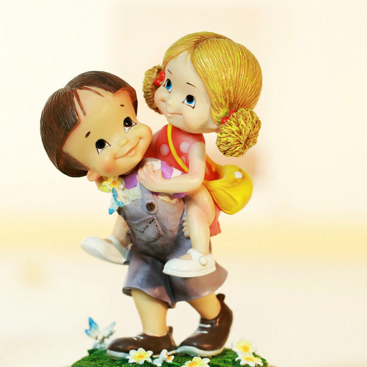 万山wsa 八音盒 初恋系列 两小无猜旋转摆饰 音乐盒 七夕情人节礼物