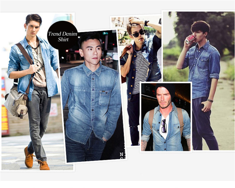 短袖衬衫男装牛仔短袖时尚修身经典百搭包邮【支持货到付款】 蓝色 m