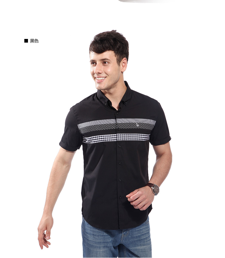cardanro/卡丹路衬衫 2013夏装新款男士 休闲短袖衬衫213210410 黑色