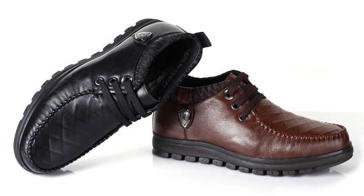 蜘蛛王男鞋冬季新款高帮保暖棉皮鞋真皮商务休闲鞋韩版板鞋潮 棕色 43