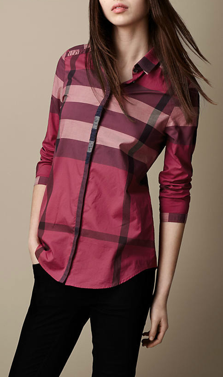 burberry brit/巴宝莉 2014新品 女士时尚纯棉格子衬衫 38761111 枚