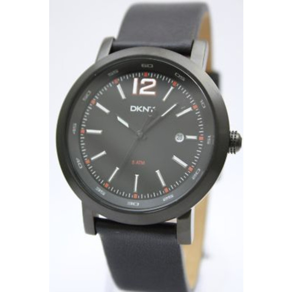 dkny 新款男士精美真皮带石英表 黑色 ny1443