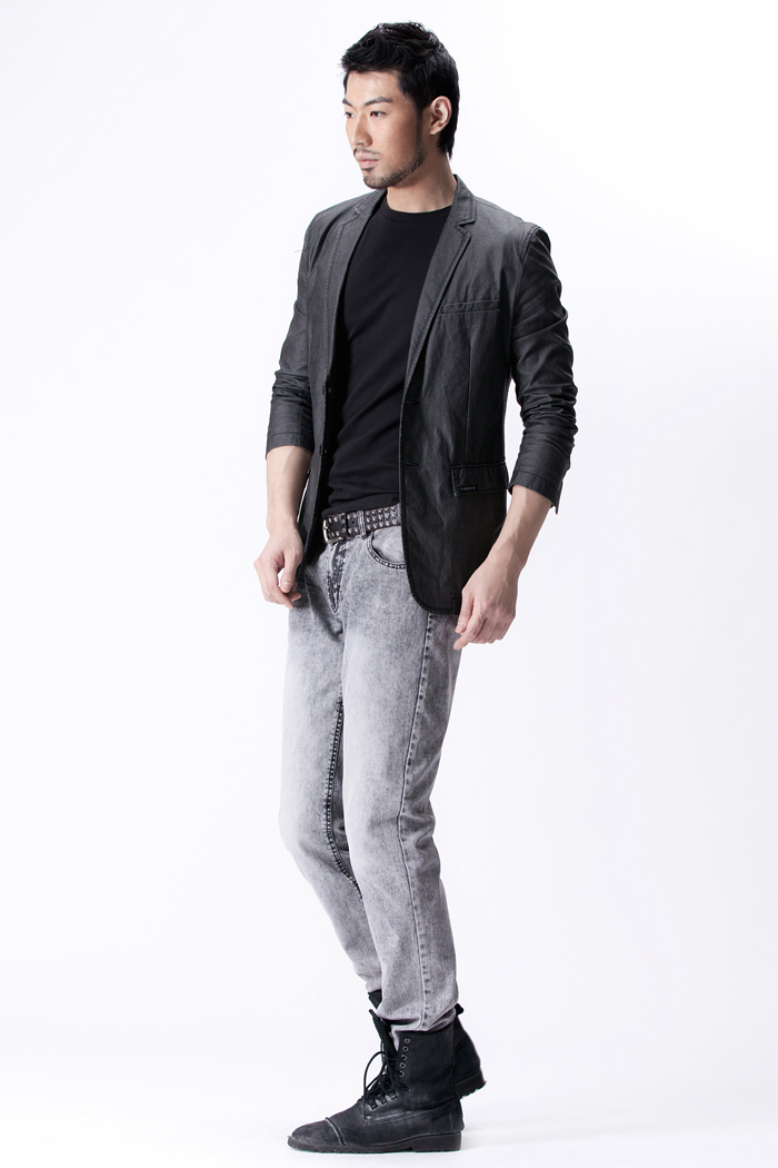 圣迪奥sdeerhe男装秋装休闲棉麻修身西服2372271 黑色/91 xl(185/104)