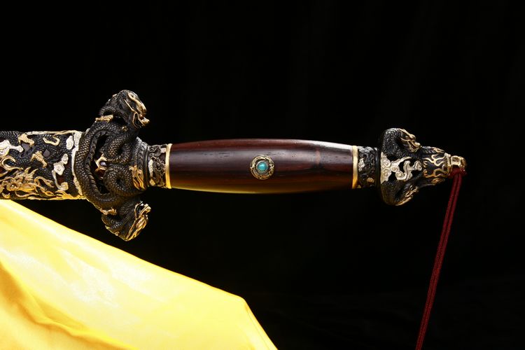 邪剑 剑身 花纹钢 装具 全铜装 剑鞘 名贵紫檀木 规格 总长:106cm剑柄