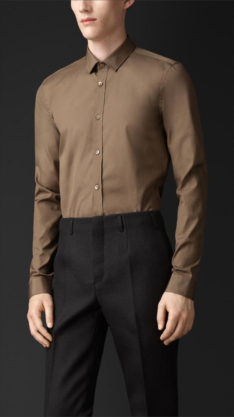 burberry prorsum/巴宝莉 高端系列 男士棉质纯色修身衬衫 44931991