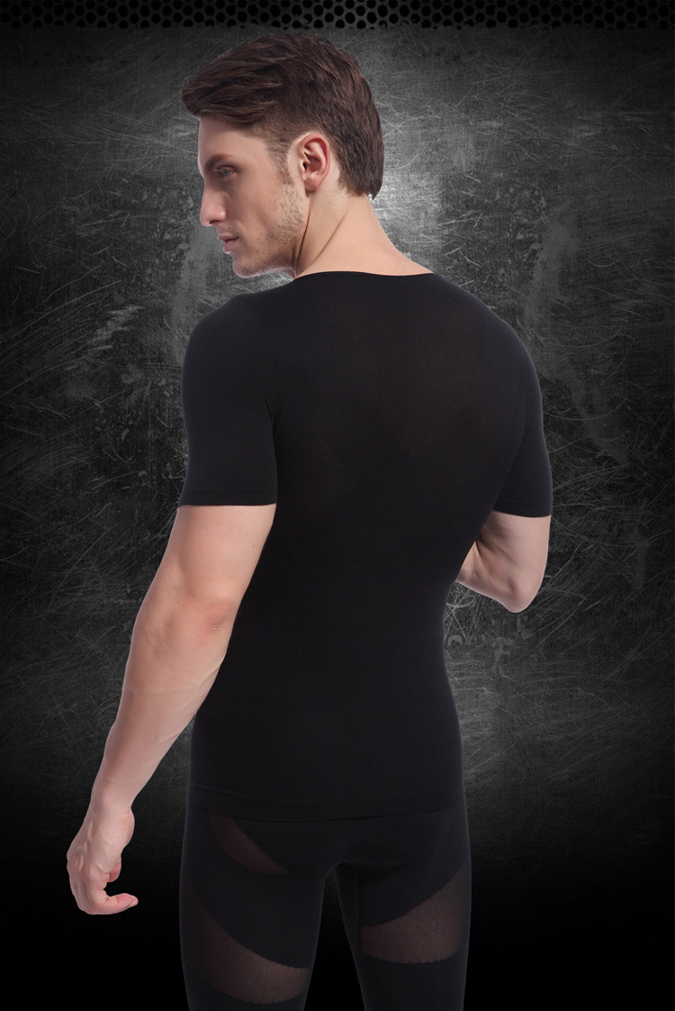 功能型塑身内衣塑身衣短袖特效款男士塑身衣ny103 黑色 m