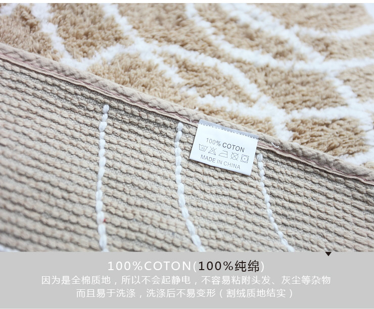 
                                        柔之家客厅卧室地板纯棉地垫卡其布-指纹 45cm*65cm                