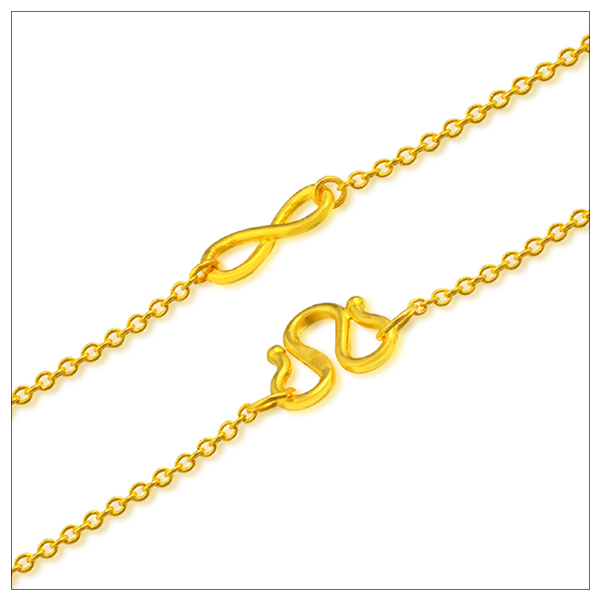 百利金bejewel 24k黄金项链坠 爱无限项链b款 999千足金 时尚女款黄金