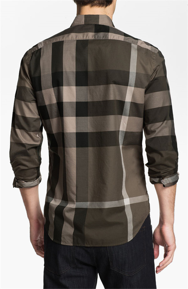 美国代购burberry巴宝莉 休闲运动格纹长袖衬衫623548 xxl