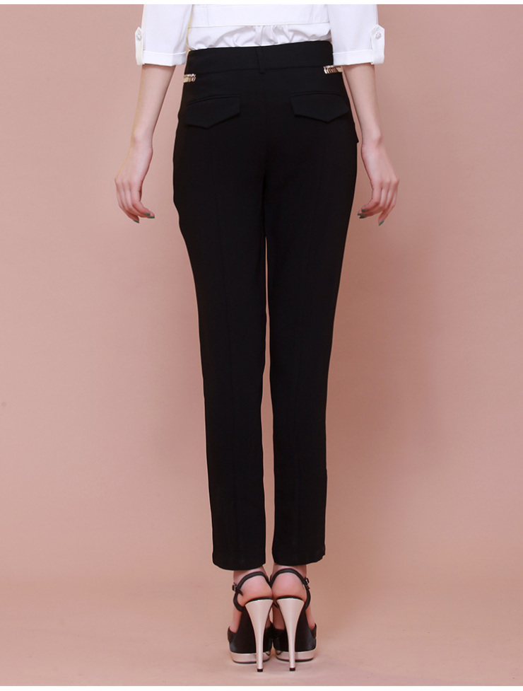 evei怡惟2013夏季新款 ol通勤百搭女式休闲长裤小脚裤359002 黑色 m(2