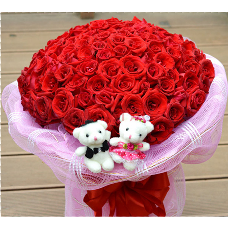 花宿名七夕情人节鲜花速递预售99朵玫瑰花束同城快递爱情生日节日送花