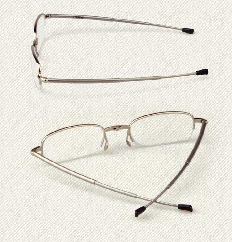 hindar老花镜 时尚半框可折叠老花眼镜防蓝光男女 6025 银色 400度