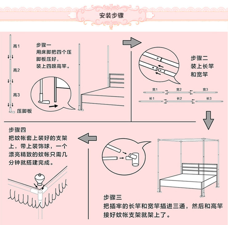 【京东快递】思侬1.5米双人宫廷蚊帐 1.8米床加粗不锈钢管落地支架公主床幔1.2米单人 玉色 150*200cm