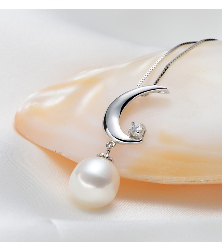 京润珍珠 淡水珍珠吊坠 水滴形 s925银镶嵌