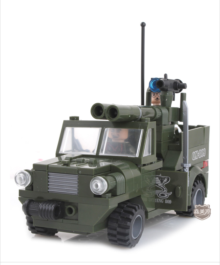 启蒙益智乐高式拼装积木 野战阵地战车模型809