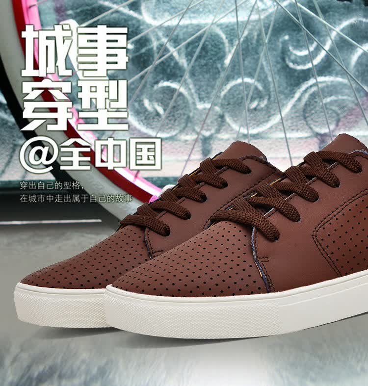 奥古狮登秋季新款男鞋情侣鞋镂空真皮鞋子休闲鞋滑板鞋潮鞋 橘色 40