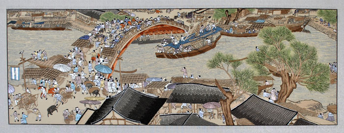 真丝底料,蚕丝绣线 锦绫装裱 汴绣针法既长于刺绣花鸟虫鱼飞禽走兽