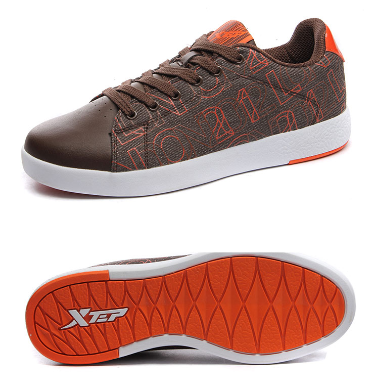 热 特步xtep 男鞋板鞋运动鞋 9883193107301812 咖啡桔 40