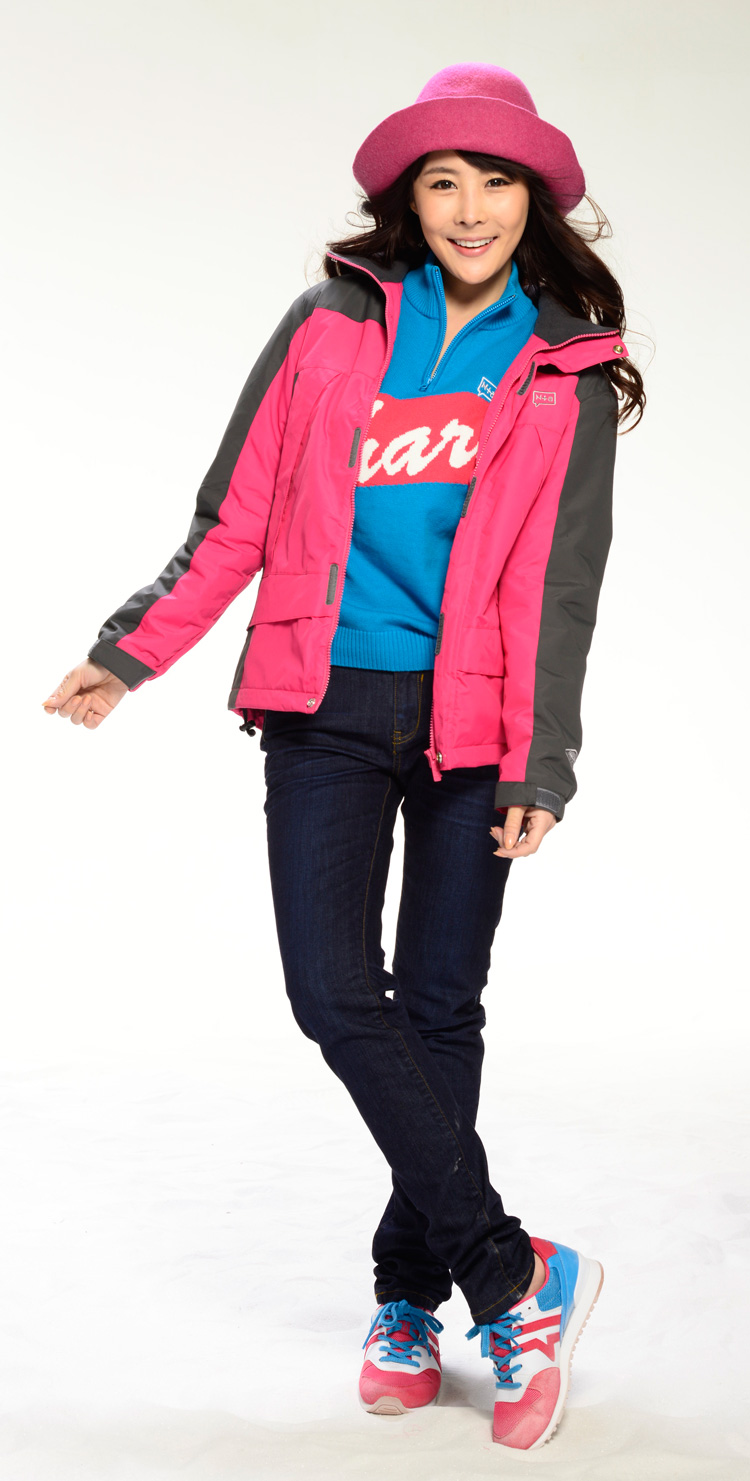 n a纳迪亚/2013冬装新品/nadia男女装/全拉链可脱卸帽棉服gd689 玫