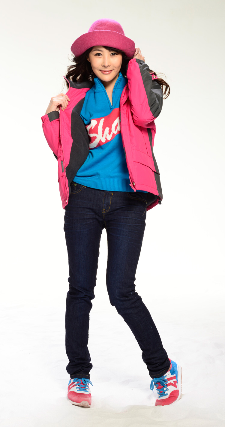 n a纳迪亚/2013冬装新品/nadia男女装/全拉链可脱卸帽棉服gd689 玫