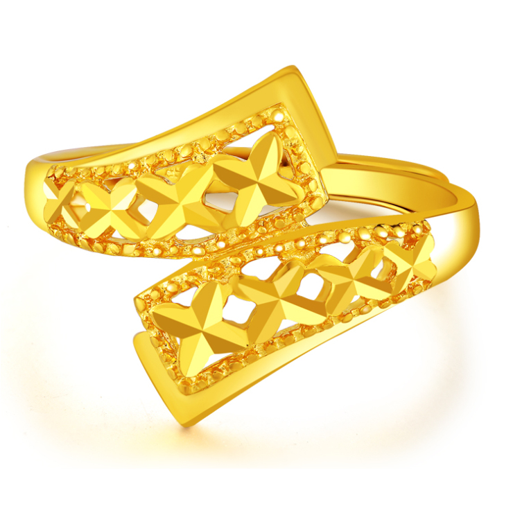 千禧之星999千足金黄金女戒指 携手相依 送爱人约3.31-3.