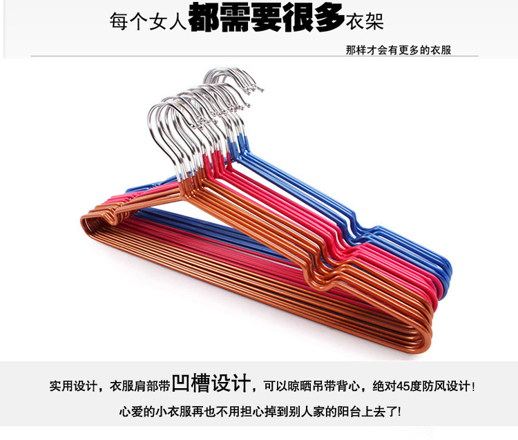 
                                        乐服 不锈钢浸塑衣架30支装  凹槽晒晾干湿两用防滑挂衣架 成人晾衣架                